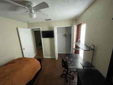 furnished
 bedroom with private bath