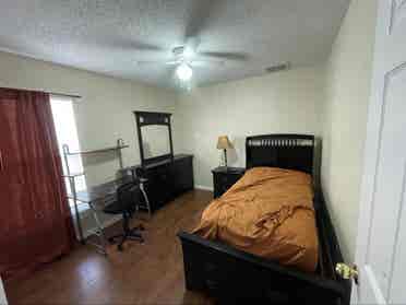 furnished
 bedroom with private bath