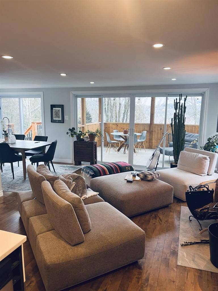 Room + living room + garage