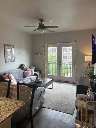 Bedroom/bathroom in an apartment