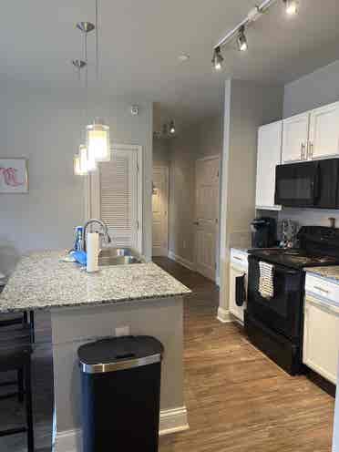 Bedroom/bathroom in an apartment