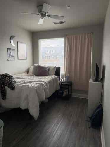 Bedroom/bathroom in an apartment