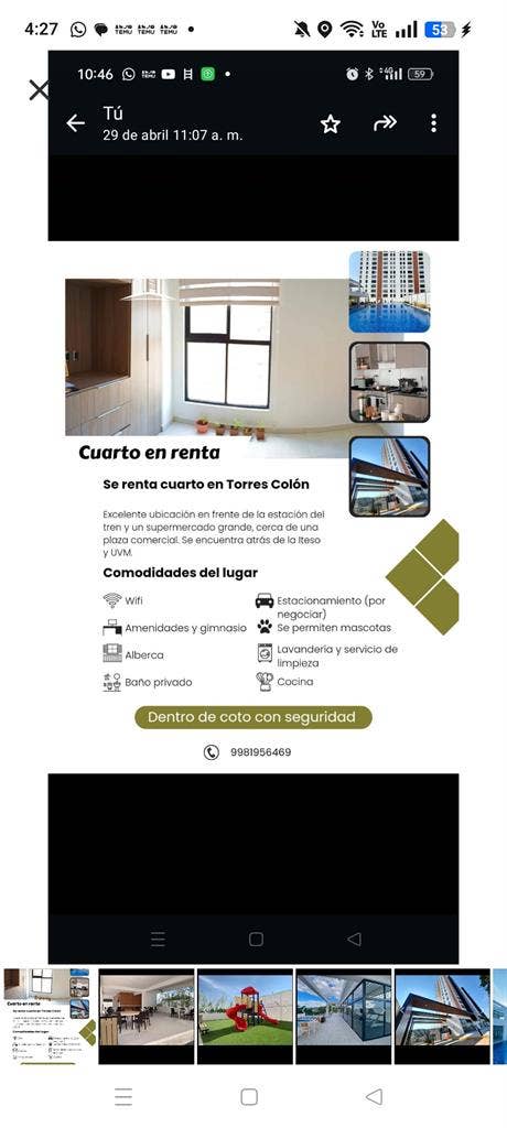 Cuarto con amenidades