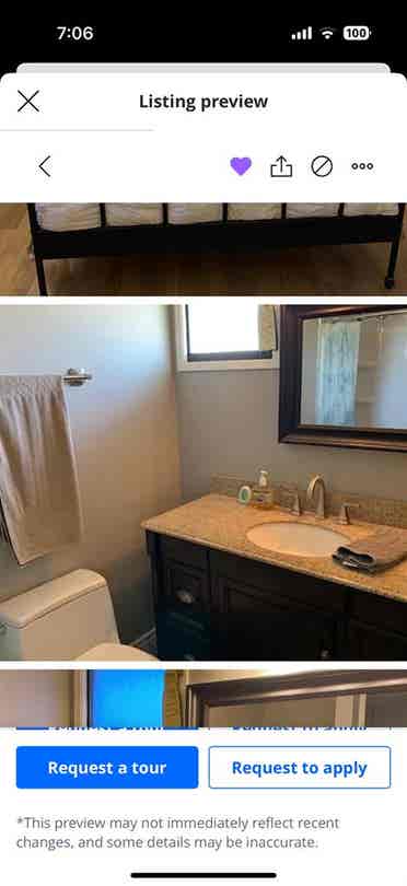 Available master bedroom & bath!