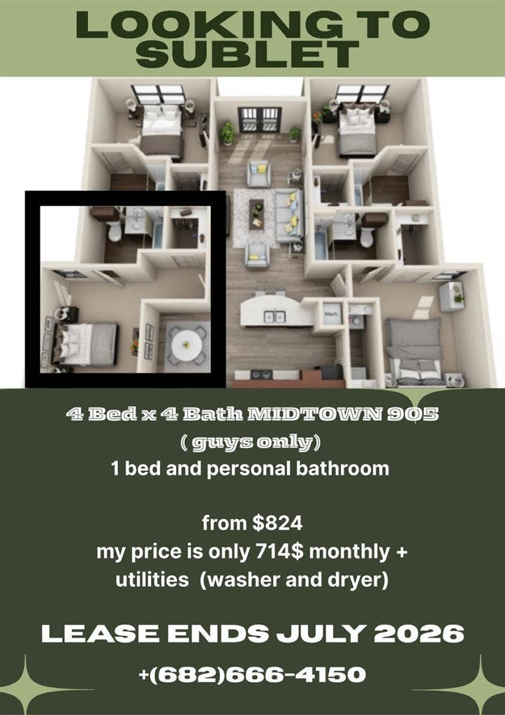Subletting student living midtown