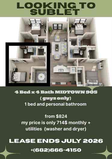 Subletting student living midtown