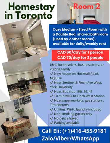 Room for rent by day/week-Room 2