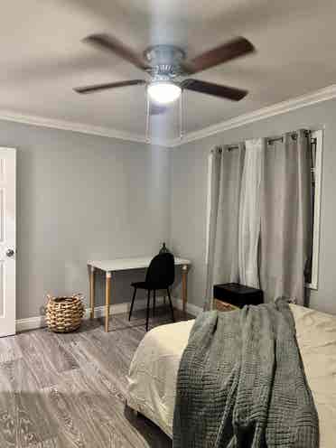 Bedroom with shared Bath.