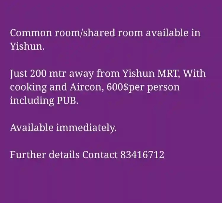 Room rent in yishun