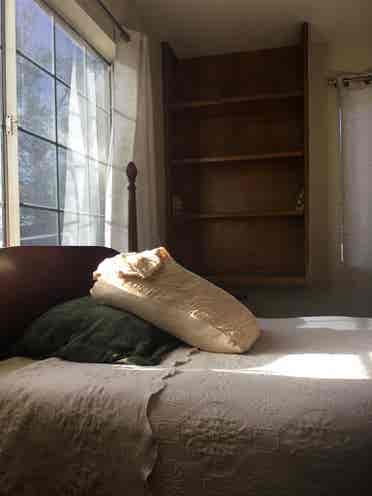 Corner Bedroom: Bright & Furnished