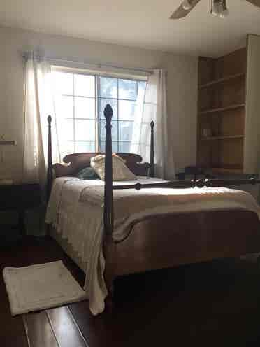 Corner Bedroom: Bright & Furnished