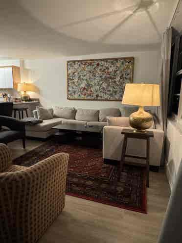 A big room with a river view