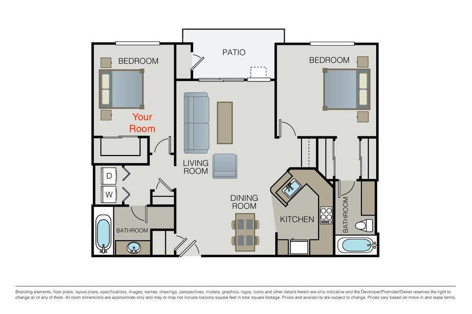 Rent private Room+Bath in APT