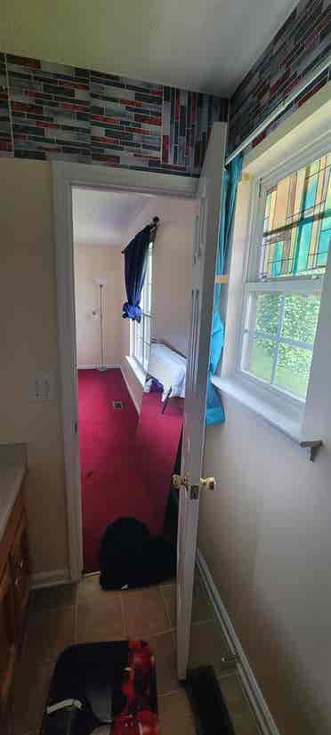 Furnished bedroom private bathroom