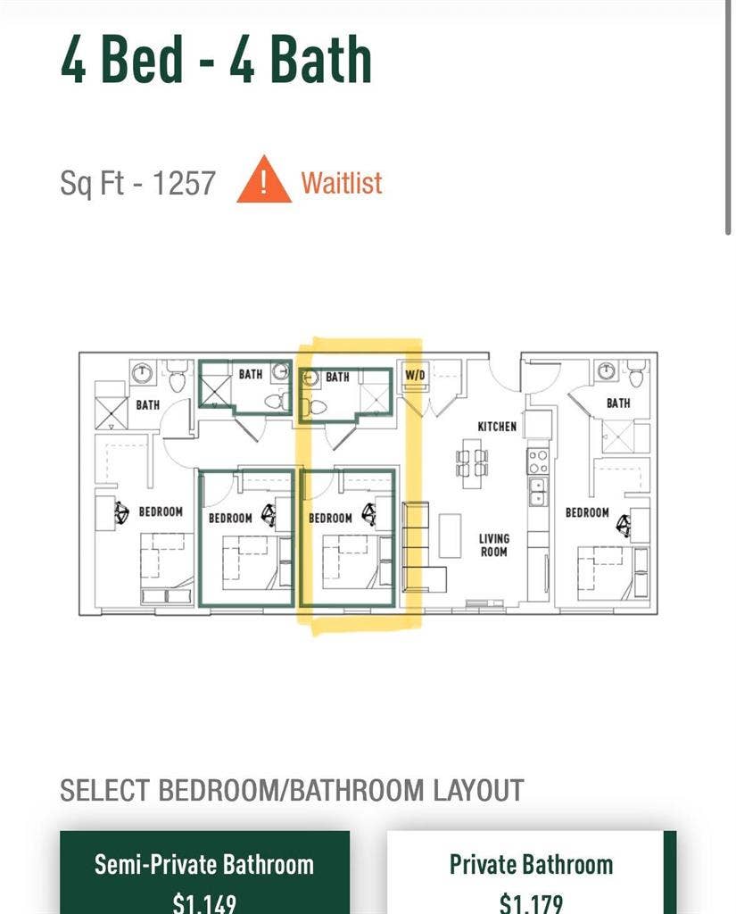 Medium size room w/ bathroom + view