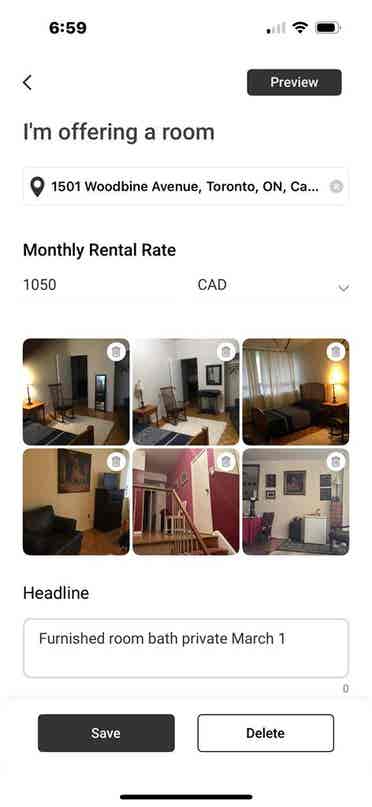 furnished big room with bath