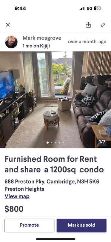 Furnished room for rent