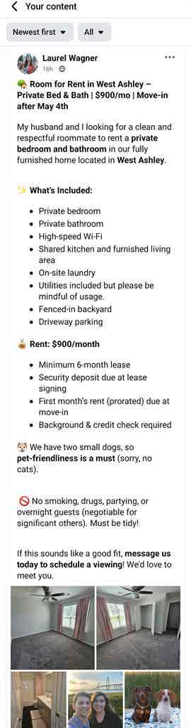 Room in West Ashley (female only)