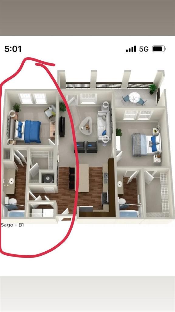 Bedroom for rent in apartment