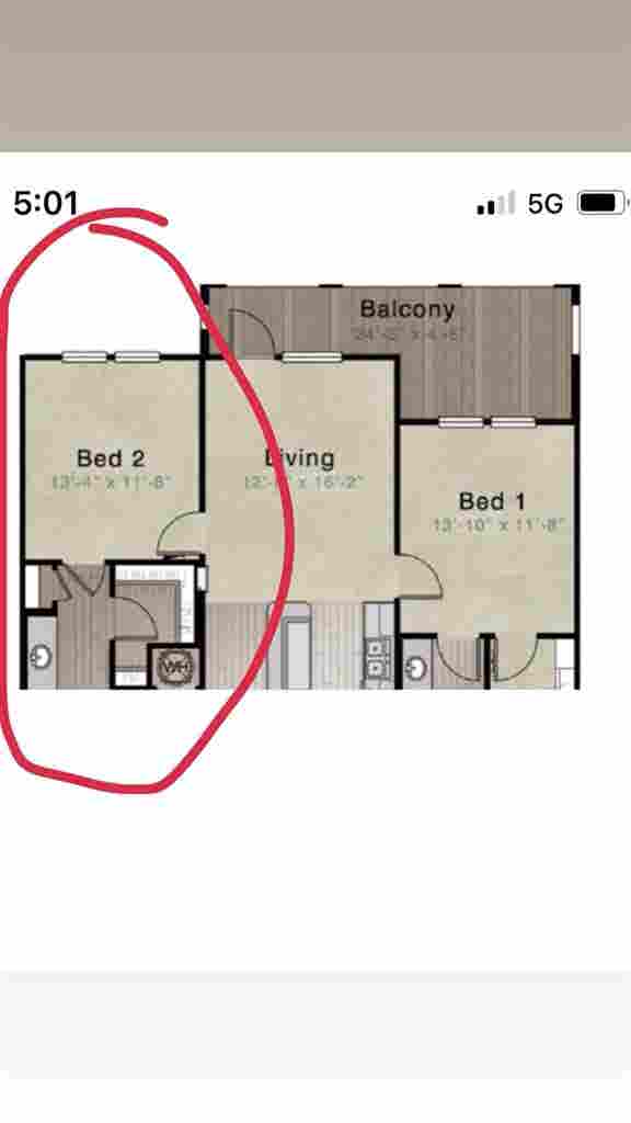 Bedroom for rent in apartment