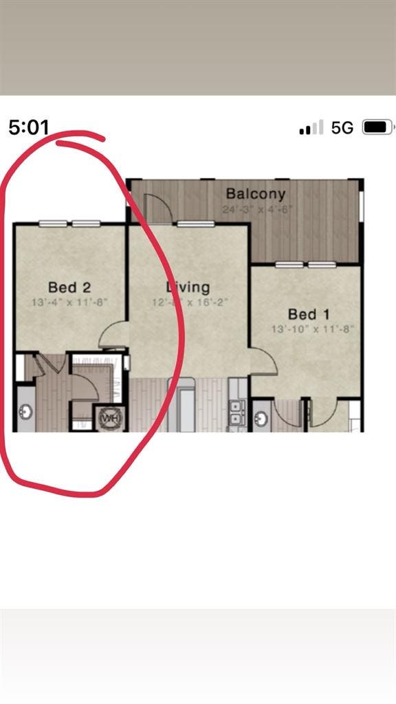 Bedroom for rent in apartment