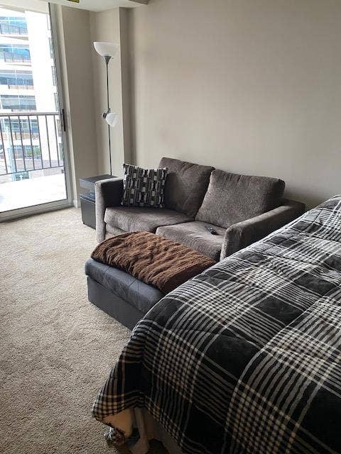 Furnished bedroom and bath to share