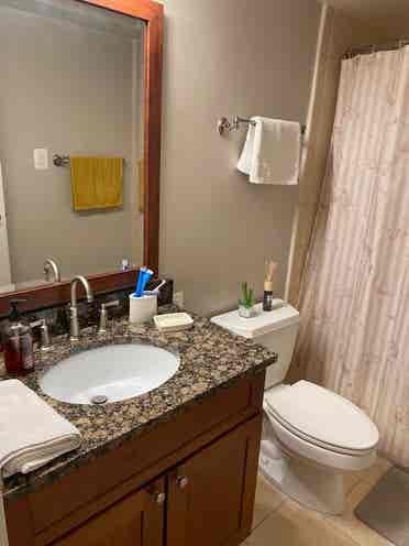 Furnished bedroom and bath to share