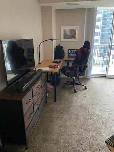 Furnished bedroom and bath to share