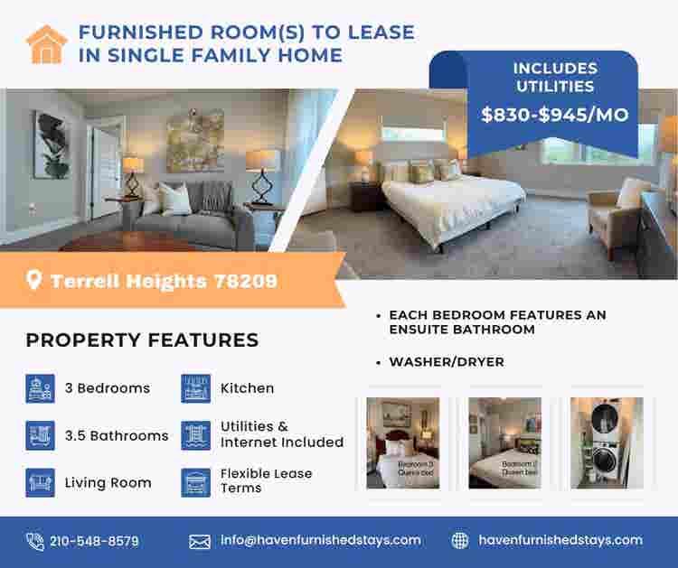 FURNISHED ROOMS w/In-Room Baths