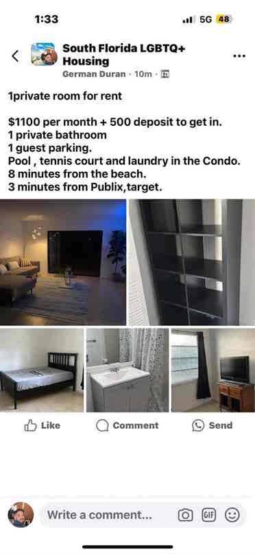 Private room for rent
