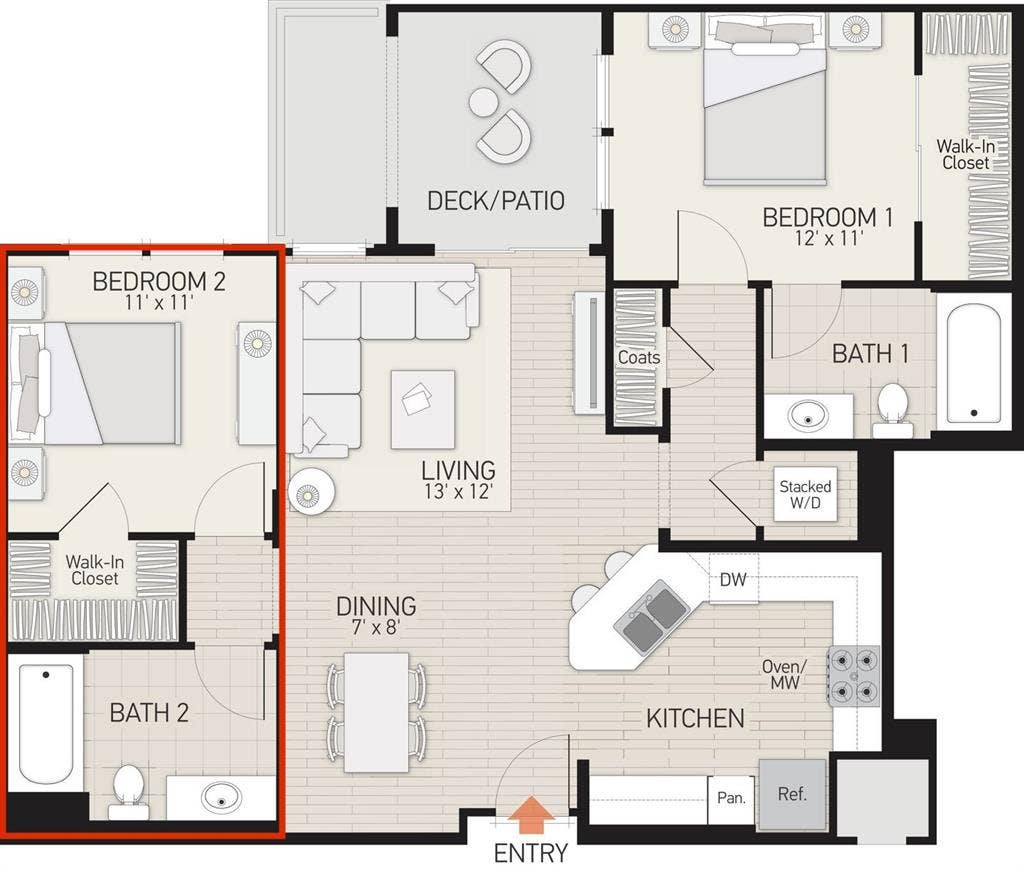 Private Bedroom+Bathroom–$