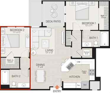 Private Bedroom+Bathroom–$