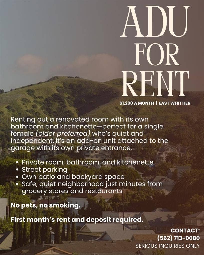 Newly renovated ADU for rent!