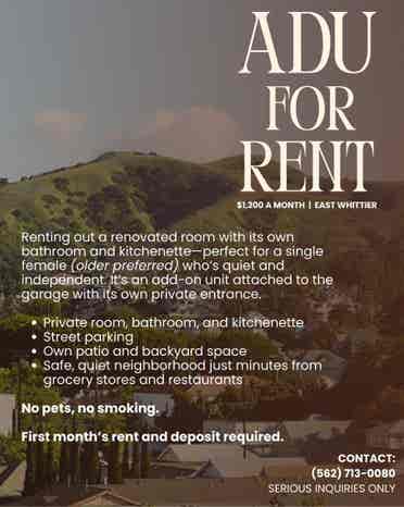 Newly renovated ADU for rent!