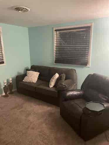 Offering furnished room for rent.