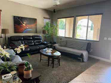 Furnished bedroom with private bath