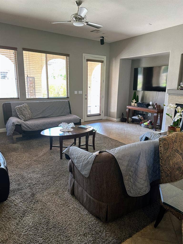Furnished bedroom with private bath