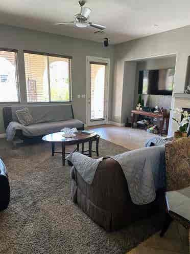 Furnished bedroom with private bath