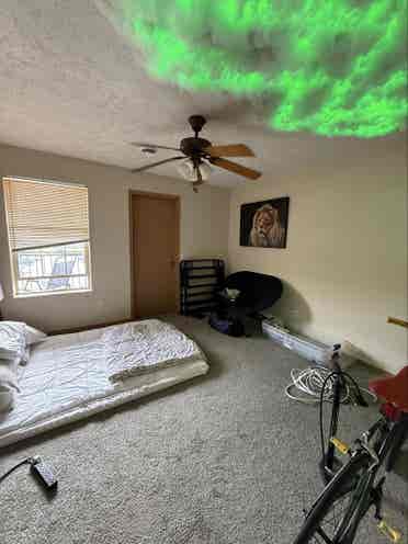 One bed, master bath with balcony