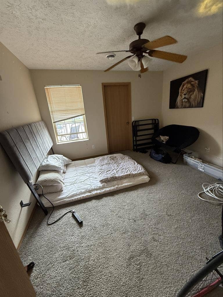 One bed, master bath with balcony