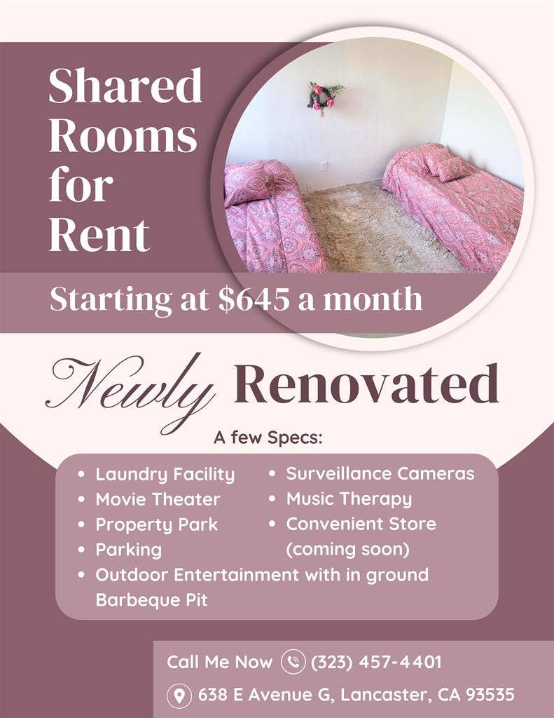 Shared Rooms 4 Rent starting @ $