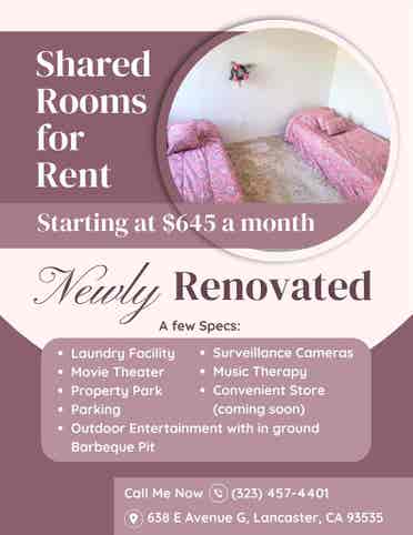 Shared Rooms 4 Rent starting @ $