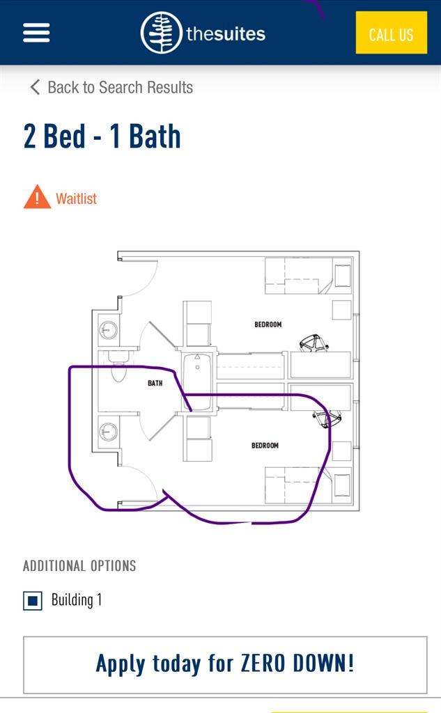 The Suites waitlisted private dorm.