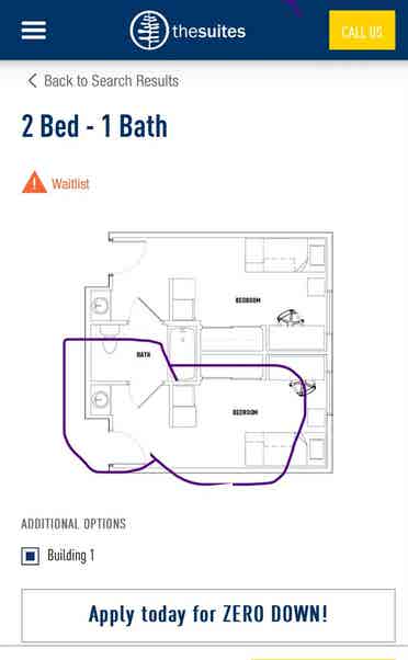 The Suites waitlisted private dorm.