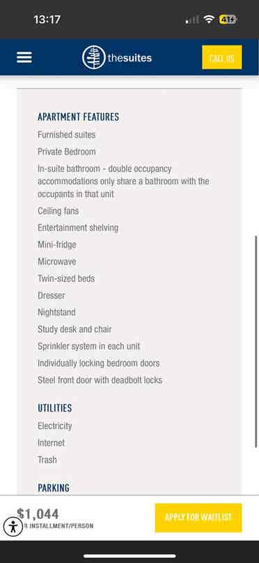 The Suites waitlisted private dorm.