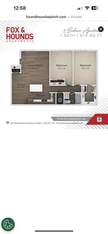 bedroom 1 bath for rent
