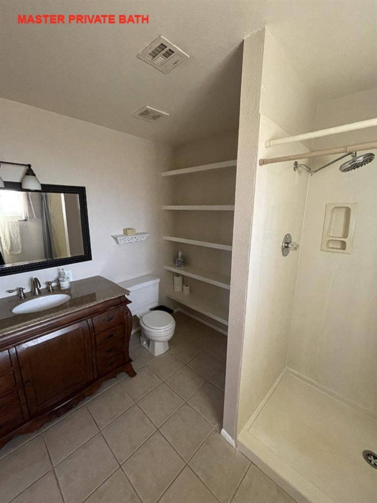 Spacious master bedroom and bath.