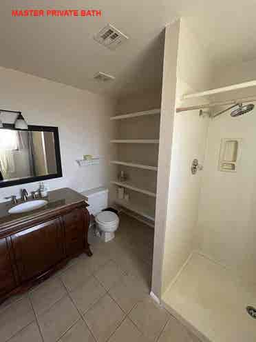 Spacious master bedroom and bath.