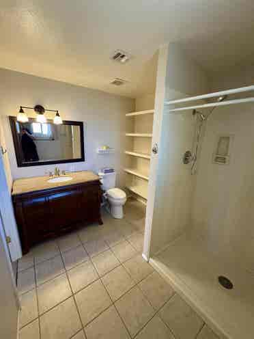 Spacious master bedroom and bath.