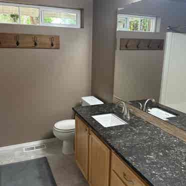 Bedroom, Bathroom, and Living Area